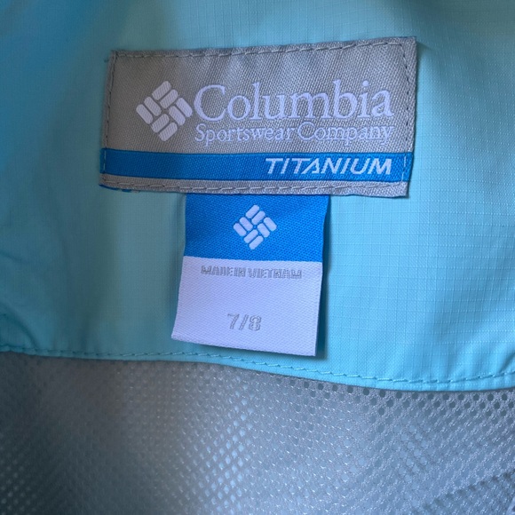 Columbia Aqua Blue Rain Jacket Girl Size 7/8 - Picture 3 of 8